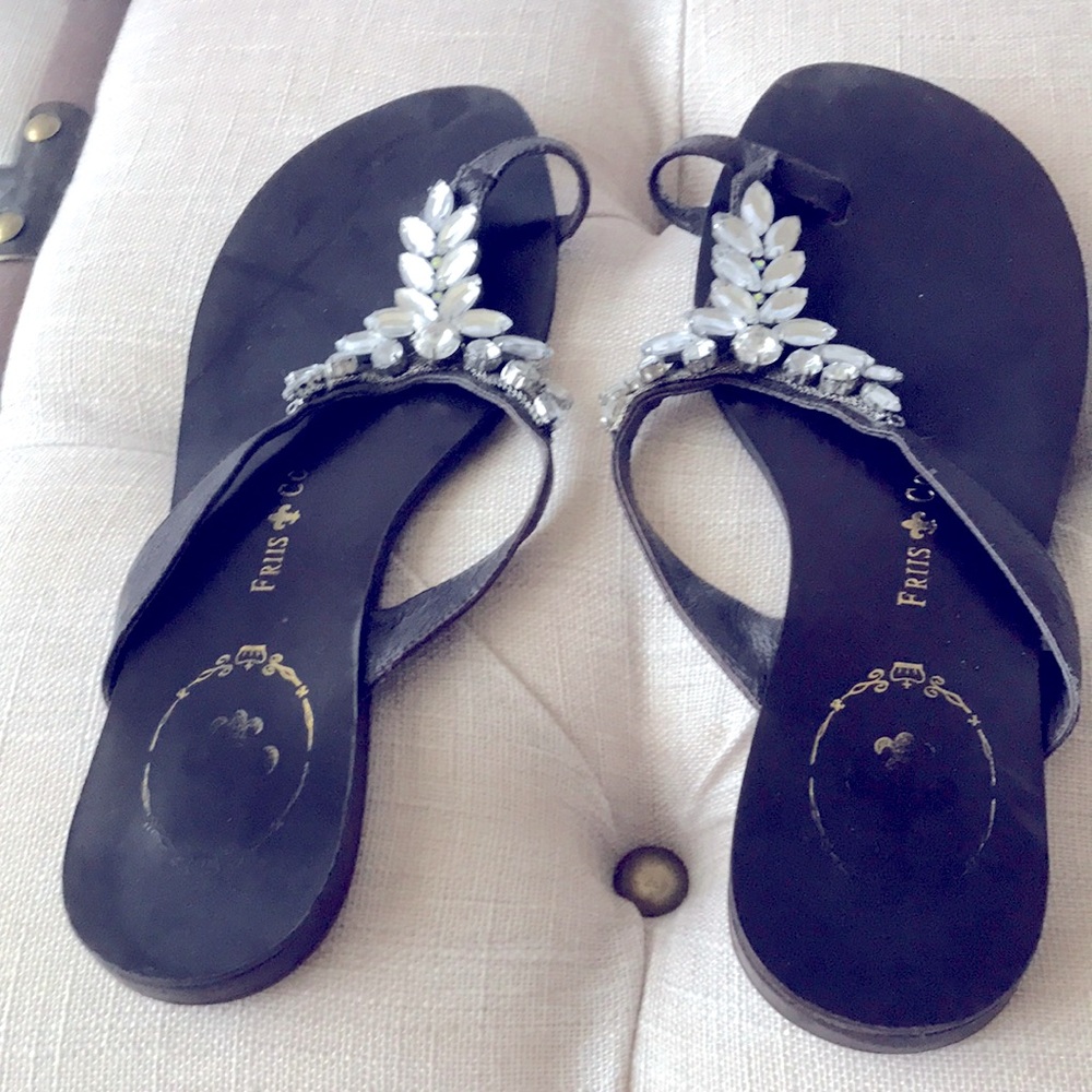 Friis & company Leather & crystal sandals size 38